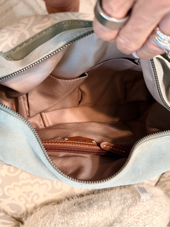 the Sak Suede Shoulder Bag in Sage Green with Adjustable Strap main image 5